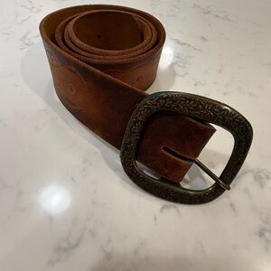 Brown Leather Belt with Ornate Buckle